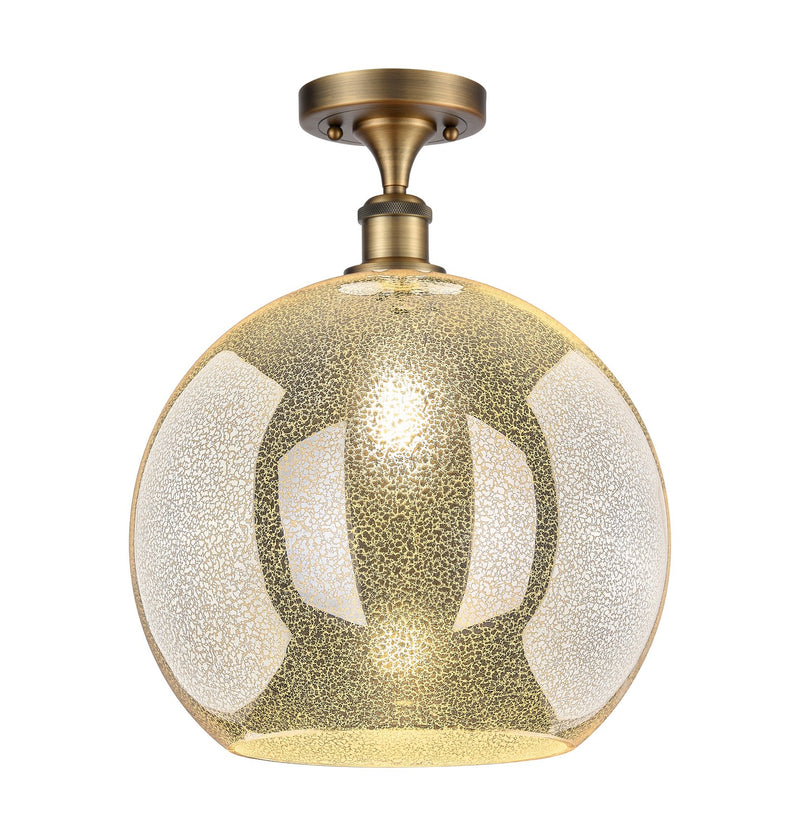Innovations 516-1C-BB-G128-14 One Light Semi-Flush Mount, Brushed Brass