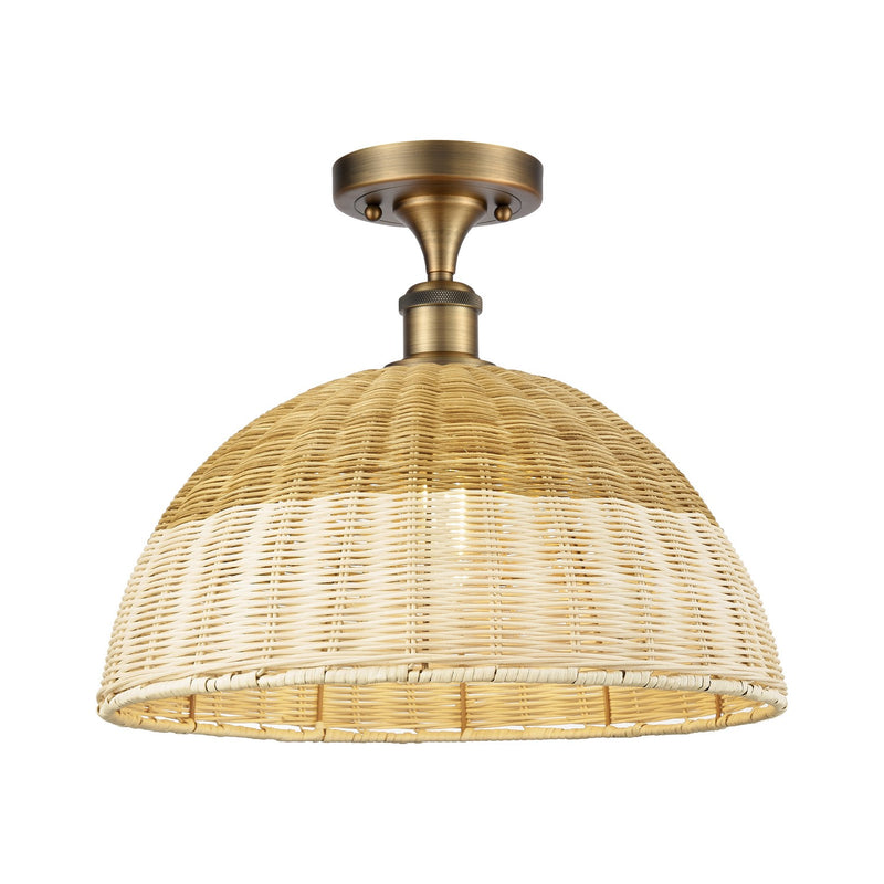 Innovations 516-1C-BB-NBD2-16-NAT One Light Semi-Flush Mount, Brushed Brass