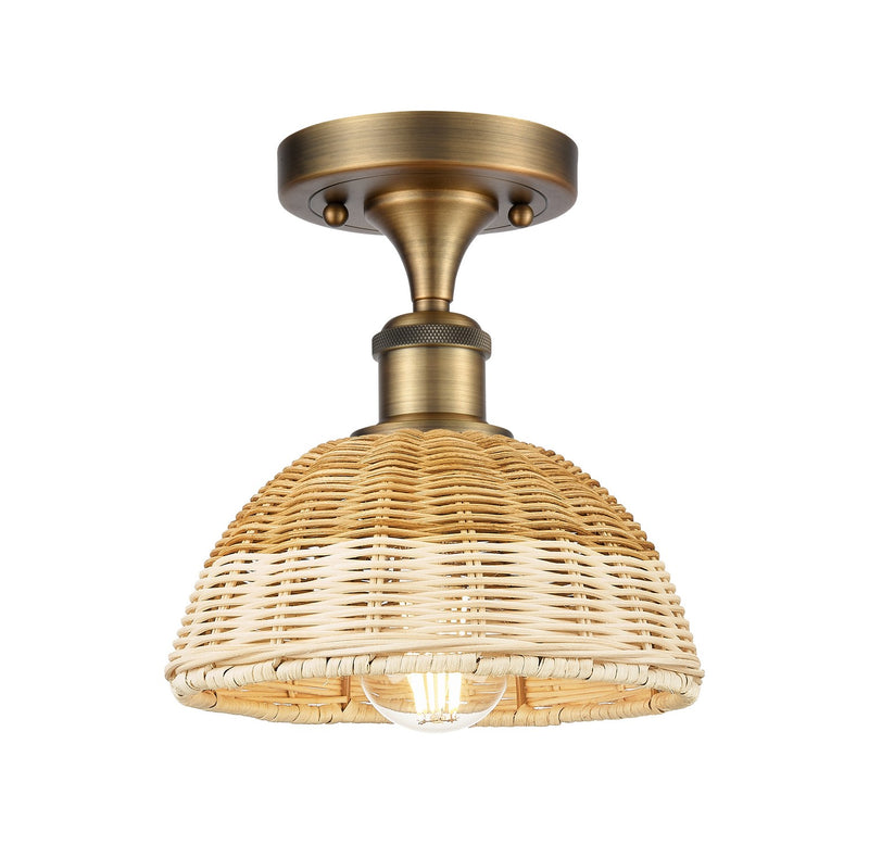 Innovations 516-1C-BB-NBD2-75-NAT One Light Semi-Flush Mount, Brushed Brass