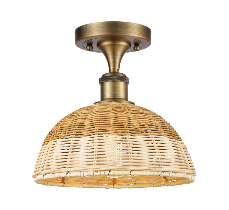 Innovations 516-1C-BB-NBD2-9-NAT One Light Semi-Flush Mount, Brushed Brass