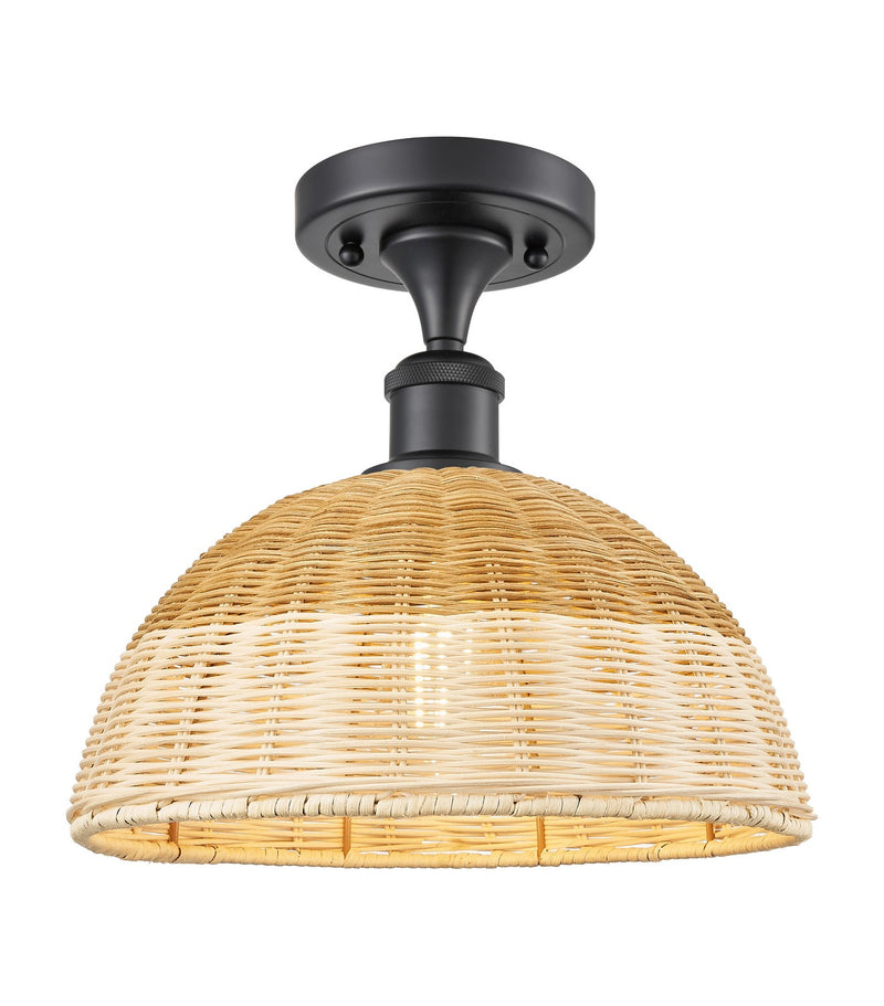 Innovations 516-1C-BK-NBD2-12-NAT One Light Semi-Flush Mount, Matte Black