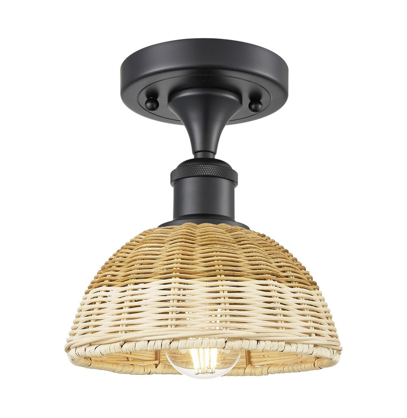 Innovations 516-1C-BK-NBD2-75-NAT One Light Semi-Flush Mount, Matte Black