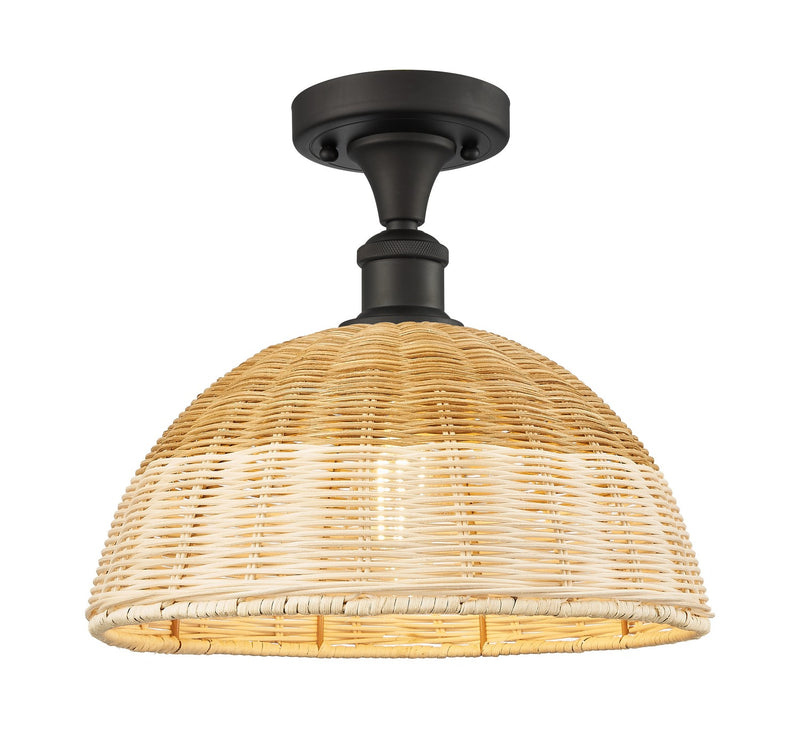 Innovations 516-1C-OB-NBD2-12-NAT One Light Semi-Flush Mount, Oil Rubbed Bronze