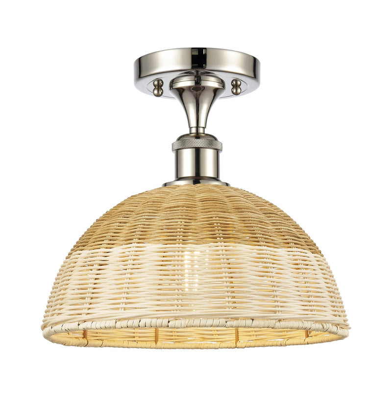 Innovations 516-1C-PN-NBD2-12-NAT One Light Semi-Flush Mount, Polished Nickel