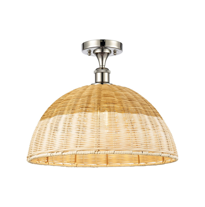 Innovations 516-1C-PN-NBD2-16-NAT One Light Semi-Flush Mount, Polished Nickel