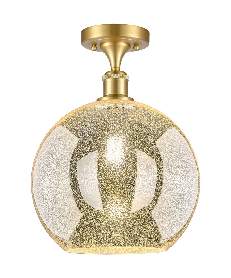 Innovations 516-1C-SG-G128-12 One Light Semi-Flush Mount, Satin Gold