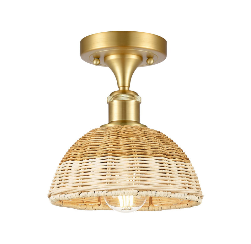 Innovations 516-1C-SG-NBD2-75-NAT One Light Semi-Flush Mount, Satin Gold