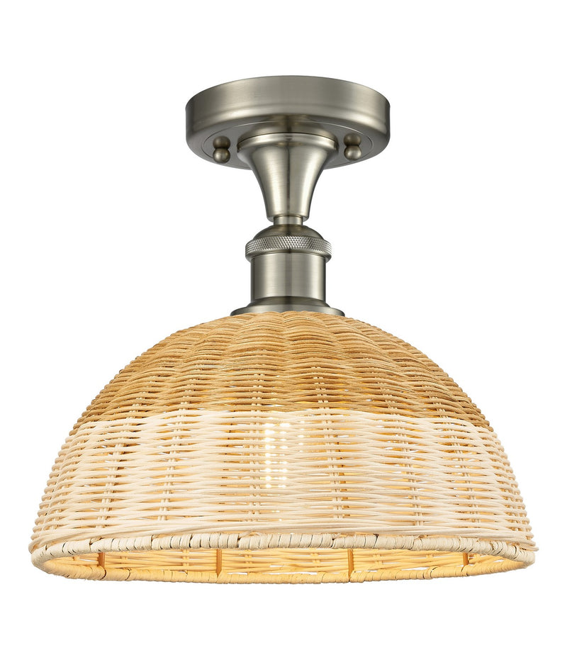 Innovations 516-1C-SN-NBD2-12-NAT One Light Semi-Flush Mount, Brushed Satin Nickel