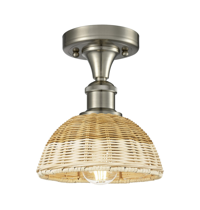 Innovations 516-1C-SN-NBD2-75-NAT One Light Semi-Flush Mount, Brushed Satin Nickel