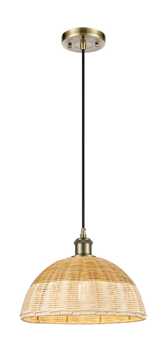 Innovations 516-1P-AB-NBD2-12-NAT One Light Mini Pendant, Antique Brass