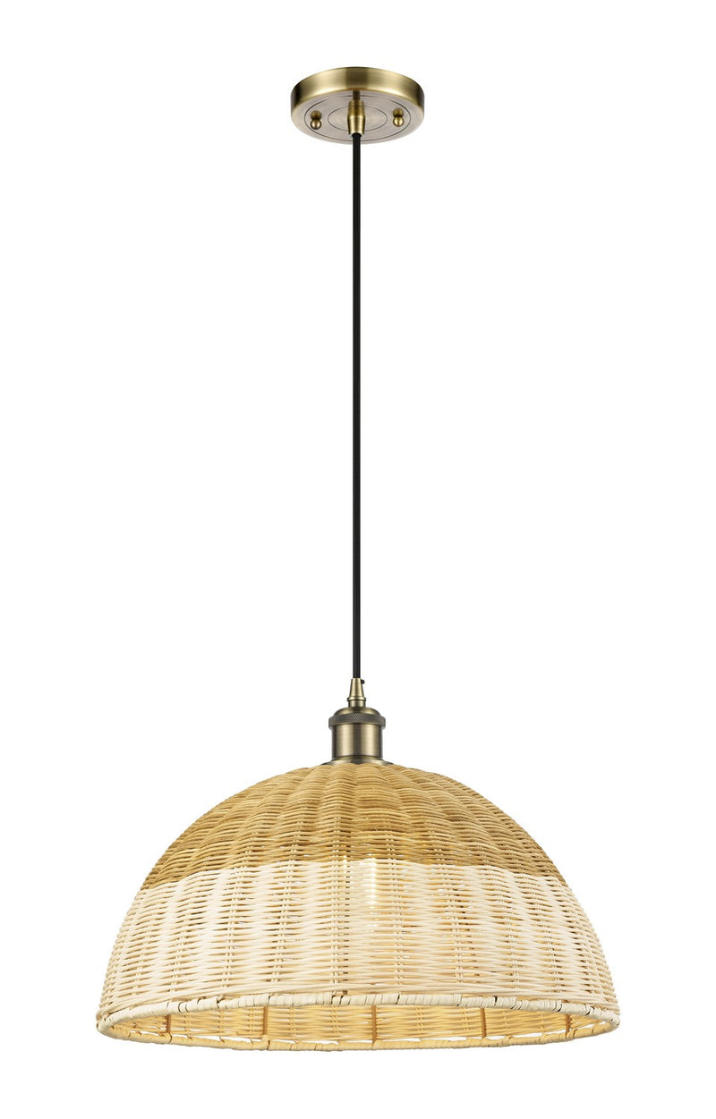 Innovations 516-1P-AB-NBD2-16-NAT One Light Mini Pendant, Antique Brass