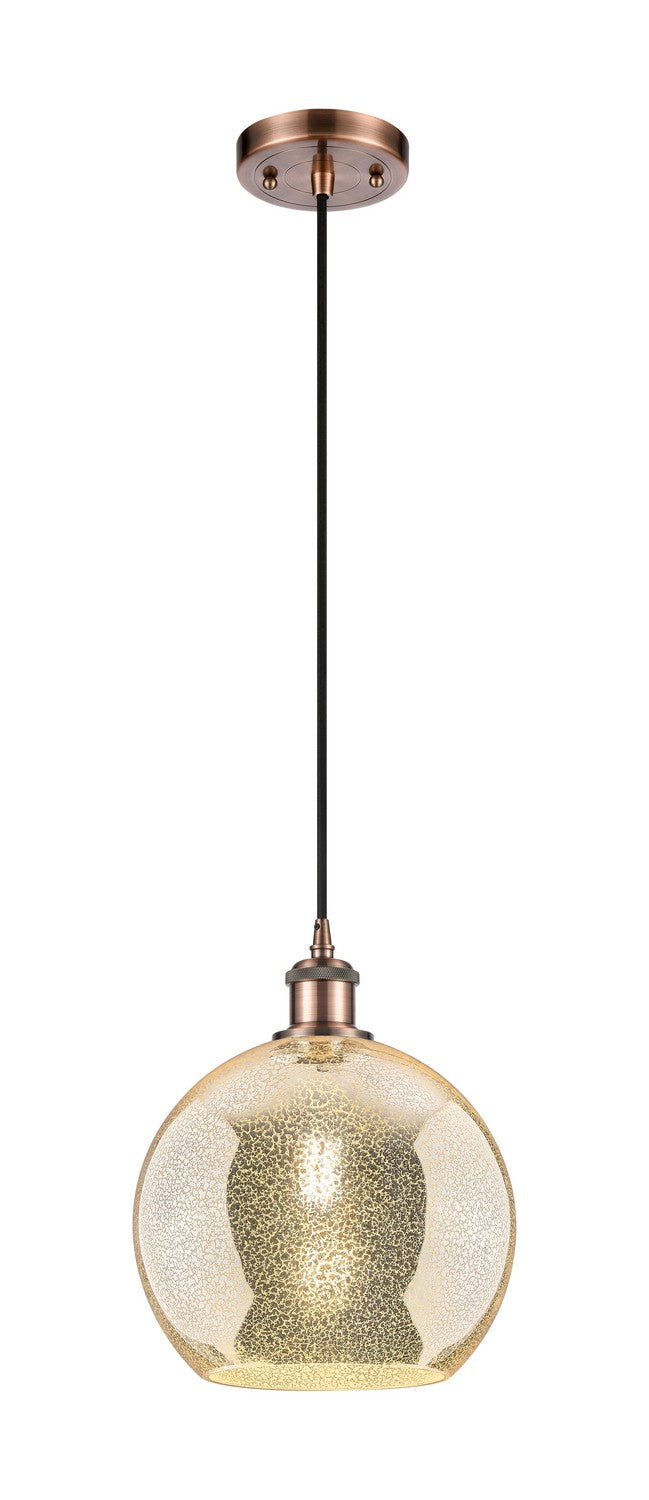 Innovations 516-1P-AC-G128-10 One Light Mini Pendant, Antique Copper
