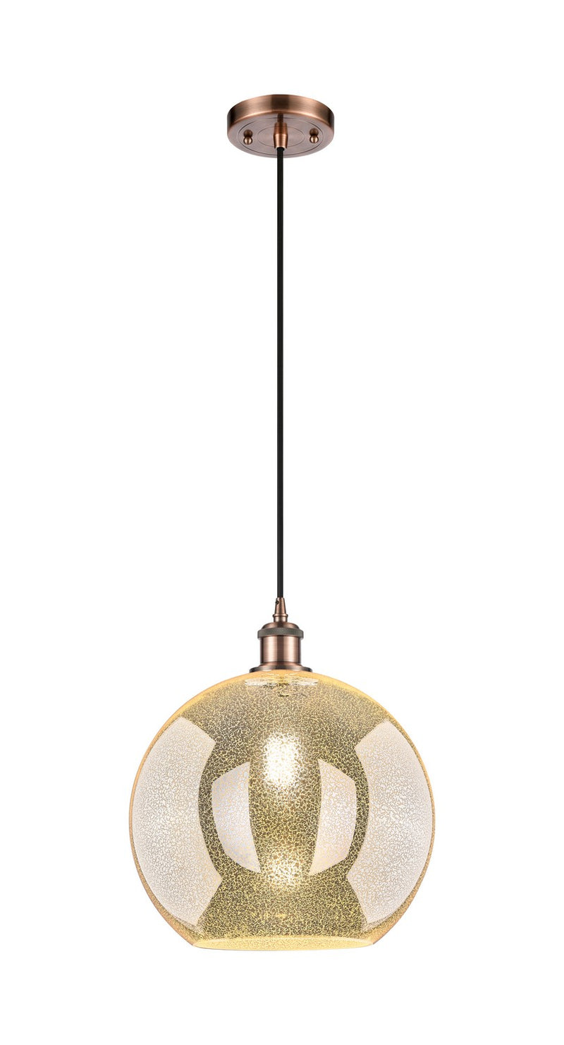 Innovations 516-1P-AC-G128-12 One Light Mini Pendant, Antique Copper