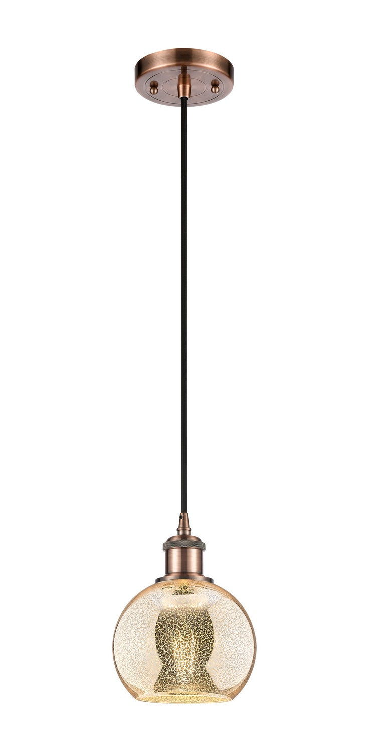 Innovations 516-1P-AC-G128-6 One Light Mini Pendant, Antique Copper