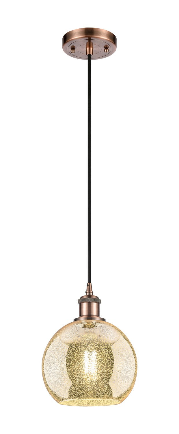Innovations 516-1P-AC-G128-8 One Light Mini Pendant, Antique Copper