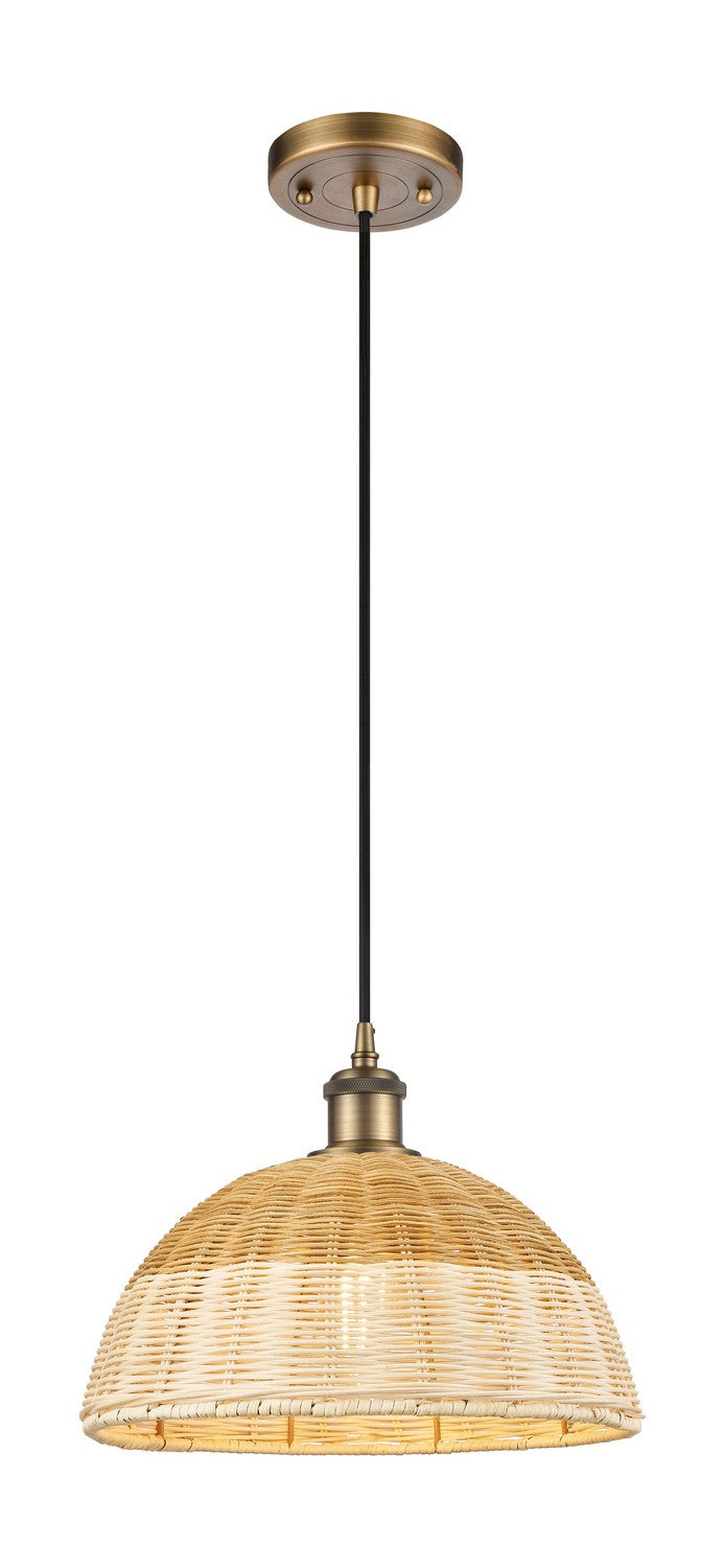 Innovations 516-1P-BB-NBD2-12-NAT One Light Mini Pendant, Brushed Brass