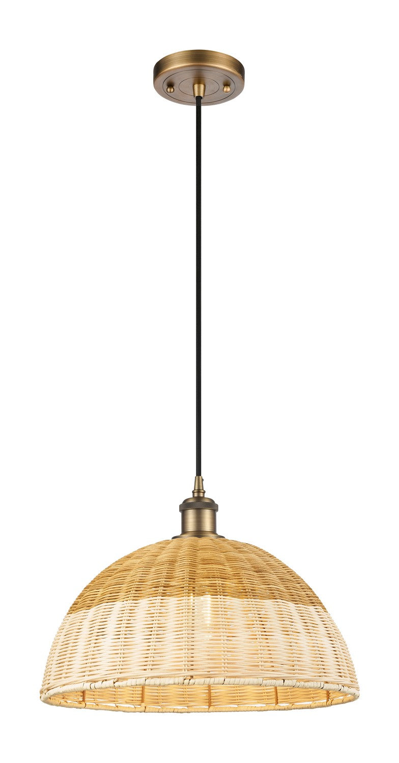 Innovations 516-1P-BB-NBD2-16-NAT One Light Mini Pendant, Brushed Brass