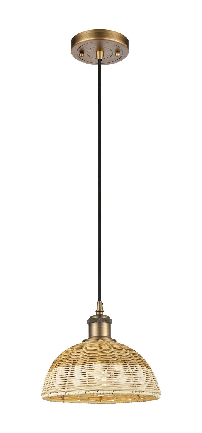 Innovations 516-1P-BB-NBD2-9-NAT One Light Mini Pendant, Brushed Brass