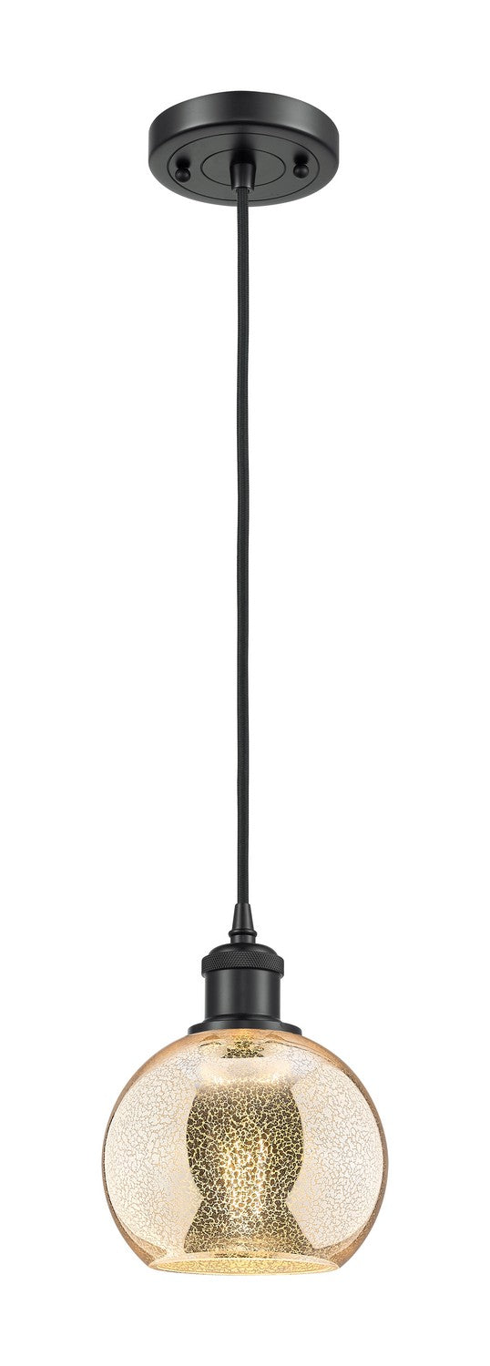 Innovations 516-1P-BK-G128-6 One Light Mini Pendant, Matte Black