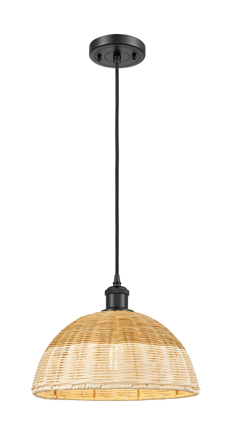 Innovations 516-1P-BK-NBD2-12-NAT One Light Mini Pendant, Matte Black