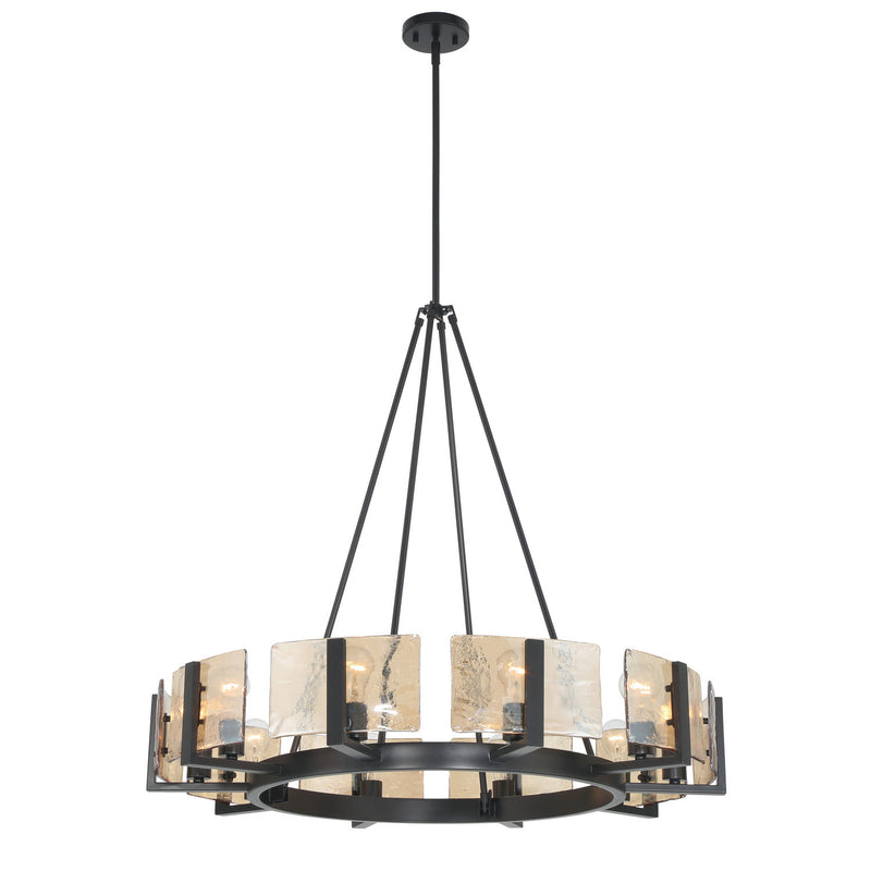 Golden 3164-10 BLK-AWG Ten Light Chandelier, Matte Black