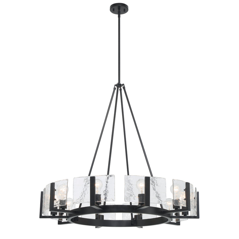 Golden 3164-10 BLK-HWG Ten Light Chandelier, Matte Black