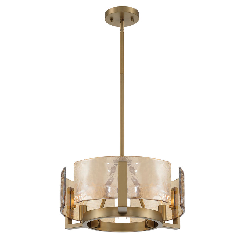 Golden 3164-3 BCB-AWG Three Light Chandelier, Brushed Champagne Brass