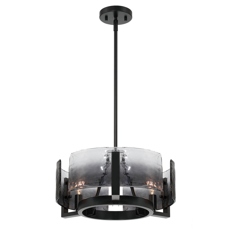 Golden 3164-3 BLK-SWG Three Light Chandelier, Matte Black
