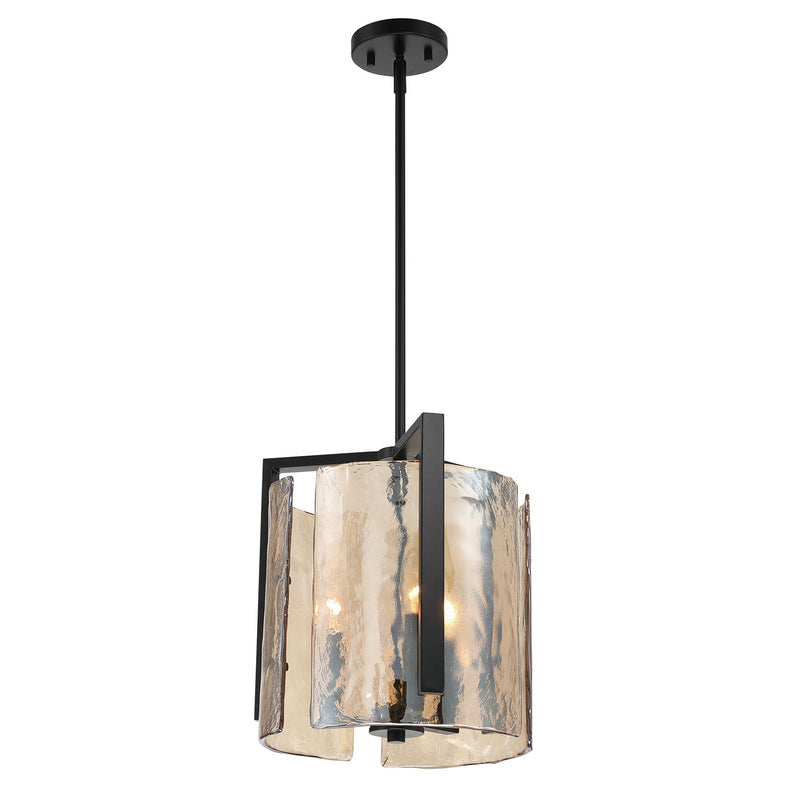 Golden 3164-3P BLK-AWG Three Light Pendant, Matte Black