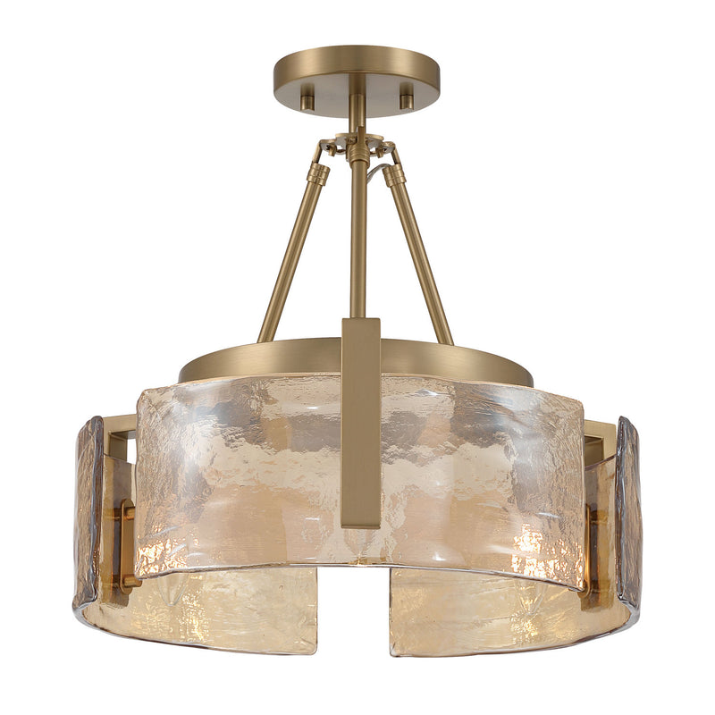 Golden 3164-3SF BCB-AWG Three Light Semi-Flush Mount, Brushed Champagne Brass