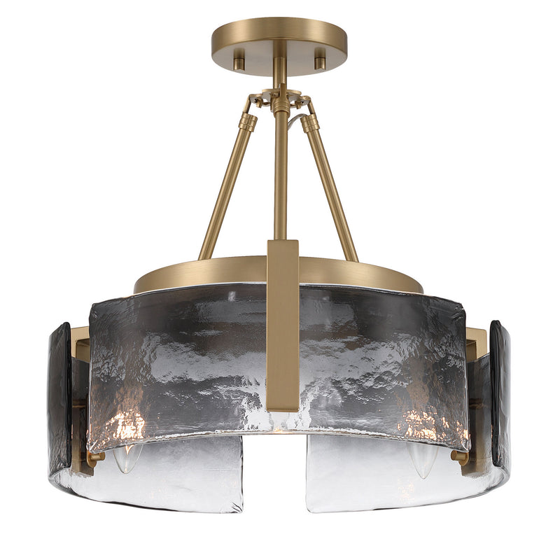 Golden 3164-3SF BCB-SWG Three Light Semi-Flush Mount, Brushed Champagne Brass