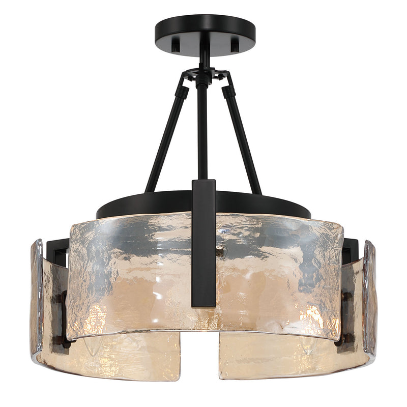 Golden 3164-3SF BLK-AWG Three Light Semi-Flush Mount, Matte Black
