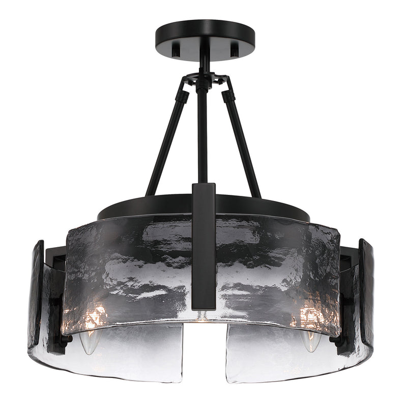 Golden 3164-3SF BLK-SWG Three Light Semi-Flush Mount, Matte Black