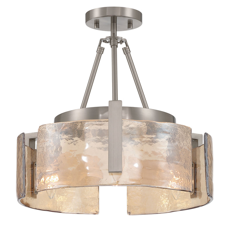 Golden 3164-3SF PW-AWG Three Light Semi-Flush Mount, Pewter