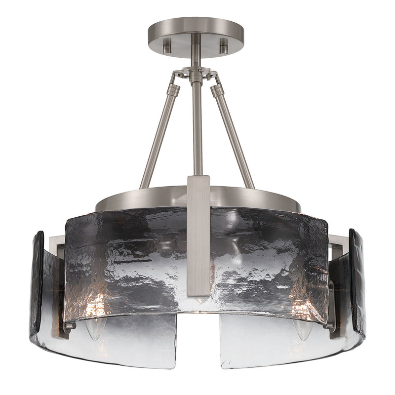 Golden 3164-3SF PW-SWG Three Light Semi-Flush Mount, Pewter