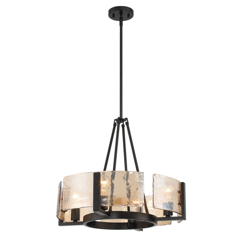 Golden 3164-4 BLK-AWG Four Light Chandelier, Matte Black