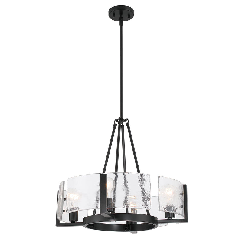Golden 3164-4 BLK-HWG Four Light Chandelier, Matte Black