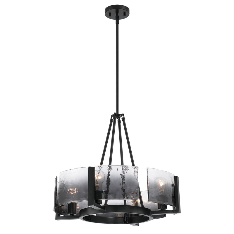 Golden 3164-4 BLK-SWG Four Light Chandelier, Matte Black