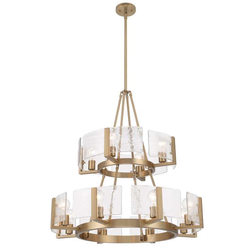 Golden 3164-4-8 BCB-HWG 12 Light Chandelier, Brushed Champagne Brass