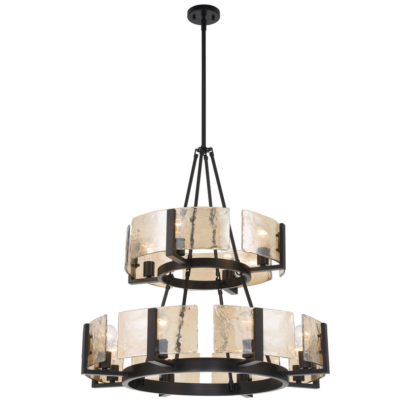 Golden 3164-4-8 BLK-AWG 12 Light Chandelier, Matte Black