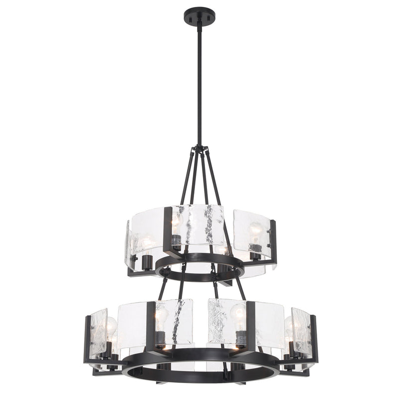 Golden 3164-4-8 BLK-HWG 12 Light Chandelier, Matte Black