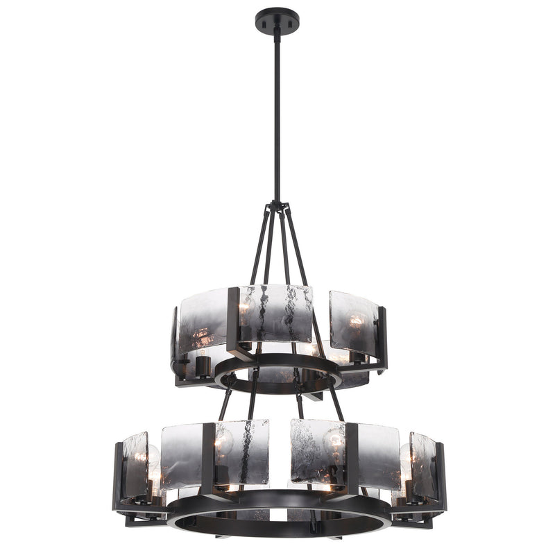 Golden 3164-4-8 BLK-SWG 12 Light Chandelier, Matte Black
