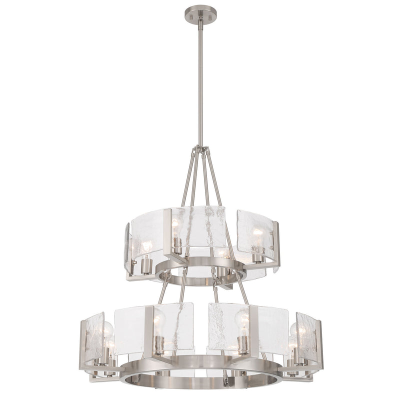 Golden 3164-4-8 PW-HWG 12 Light Chandelier, Pewter