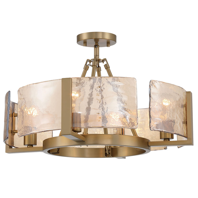 Golden 3164-4SF BCB-AWG Four Light Semi-Flush Mount, Brushed Champagne Brass