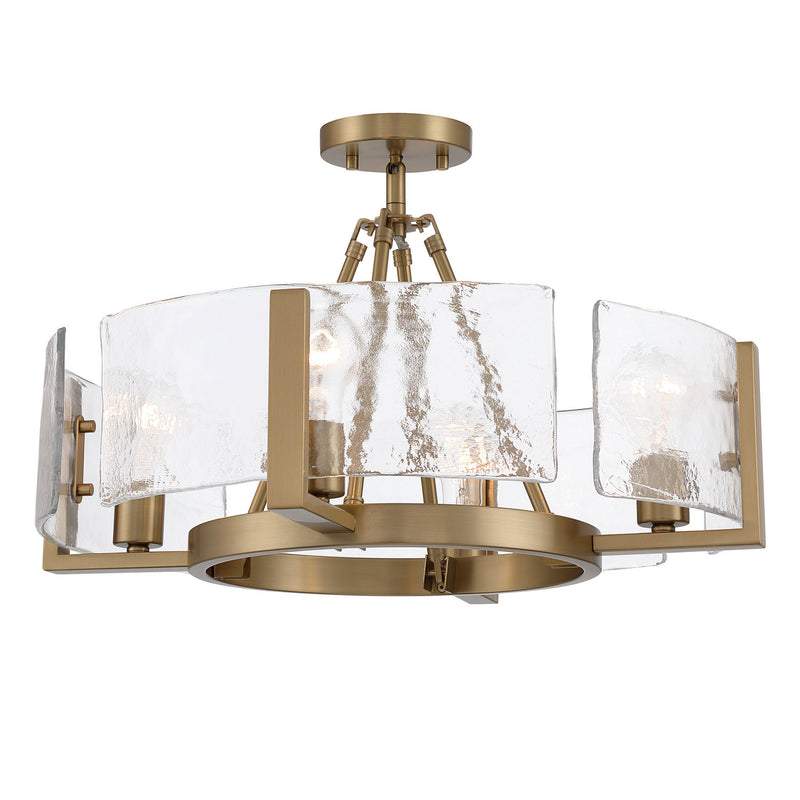 Golden 3164-4SF BCB-HWG Four Light Semi-Flush Mount, Brushed Champagne Brass