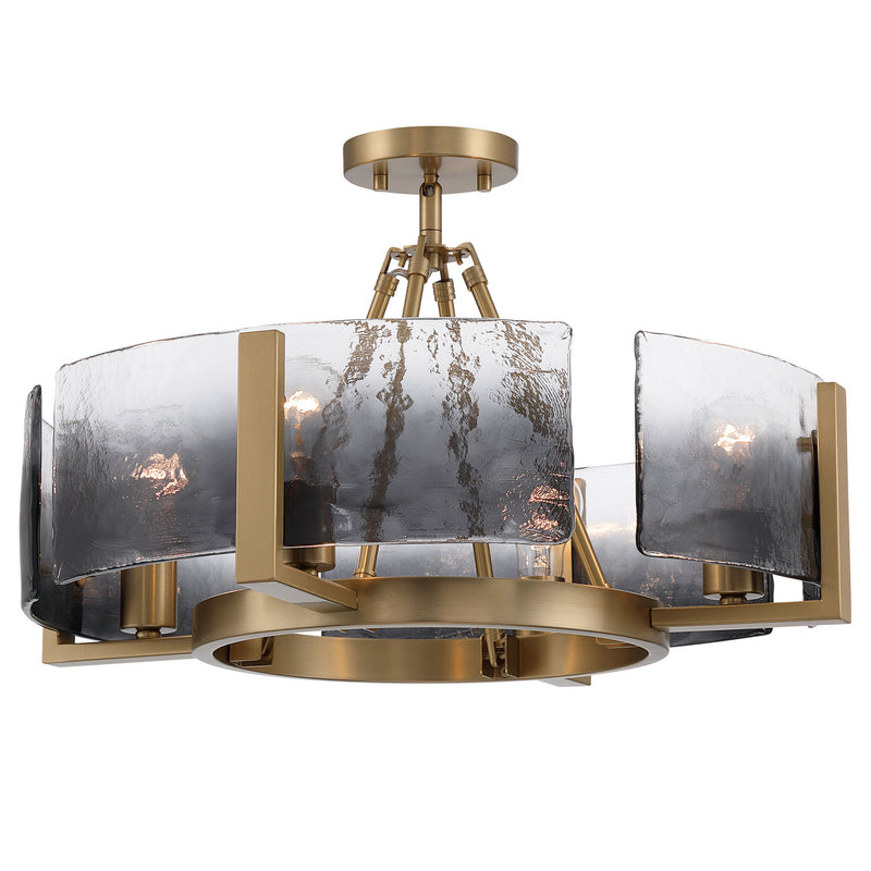 Golden 3164-4SF BCB-SWG Four Light Semi-Flush Mount, Brushed Champagne Brass