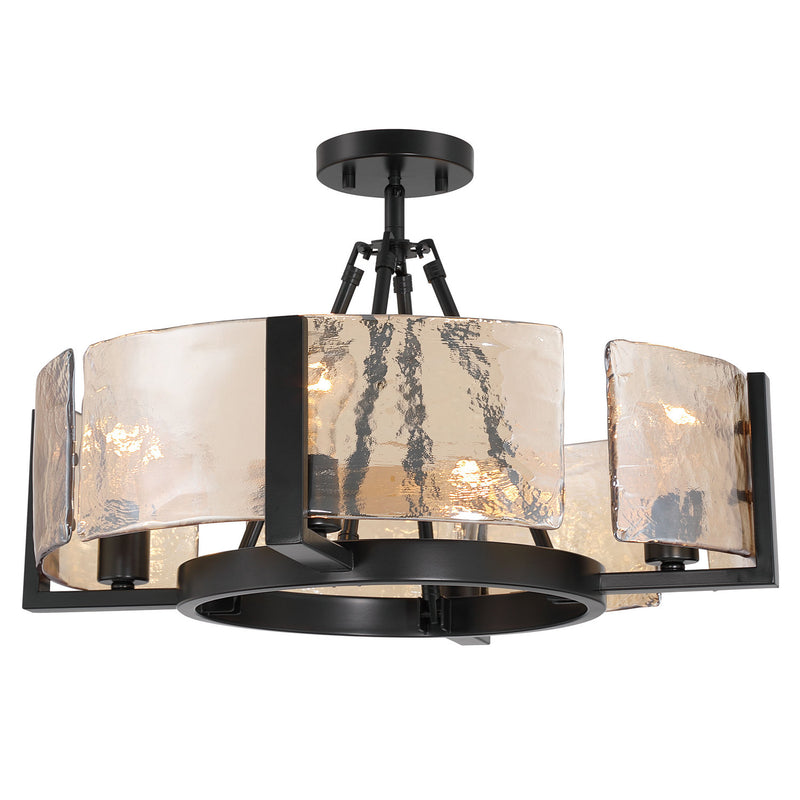 Golden 3164-4SF BLK-AWG Four Light Semi-Flush Mount, Matte Black