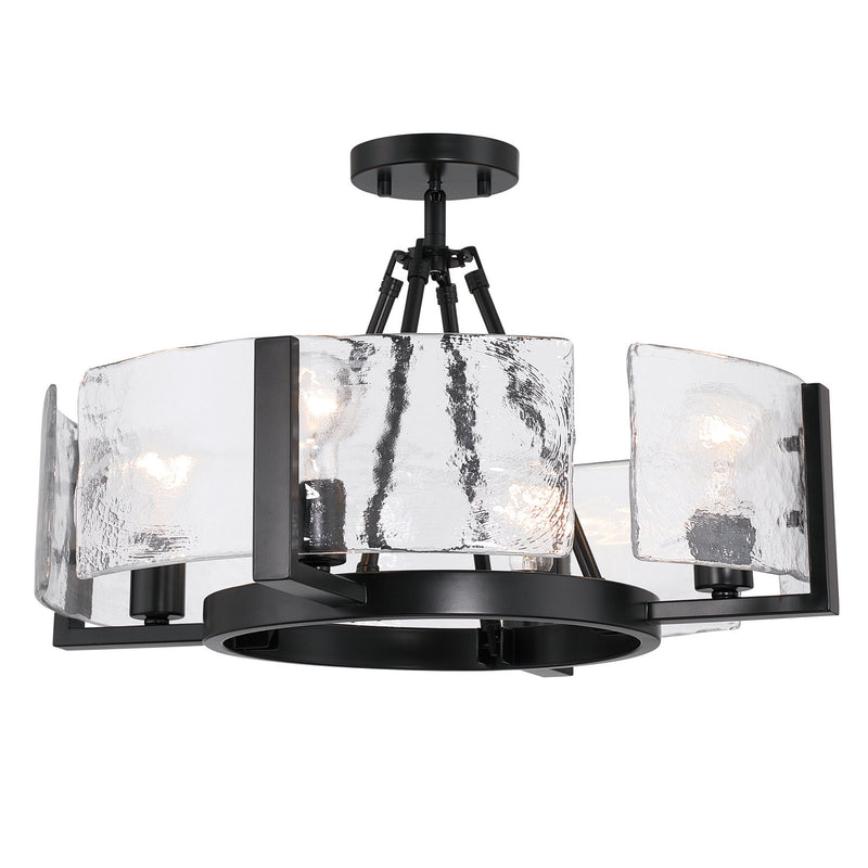 Golden 3164-4SF BLK-HWG Four Light Semi-Flush Mount, Matte Black