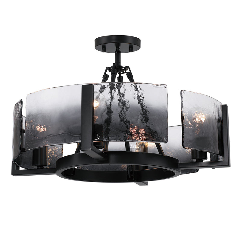 Golden 3164-4SF BLK-SWG Four Light Semi-Flush Mount, Matte Black