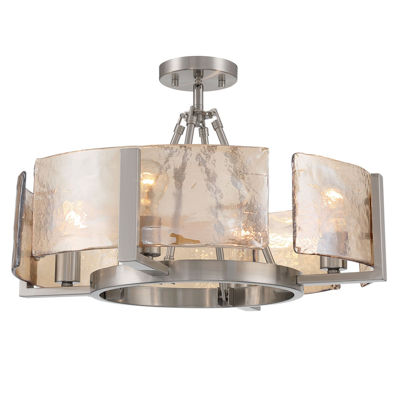 Golden 3164-4SF PW-AWG Four Light Semi-Flush Mount, Pewter